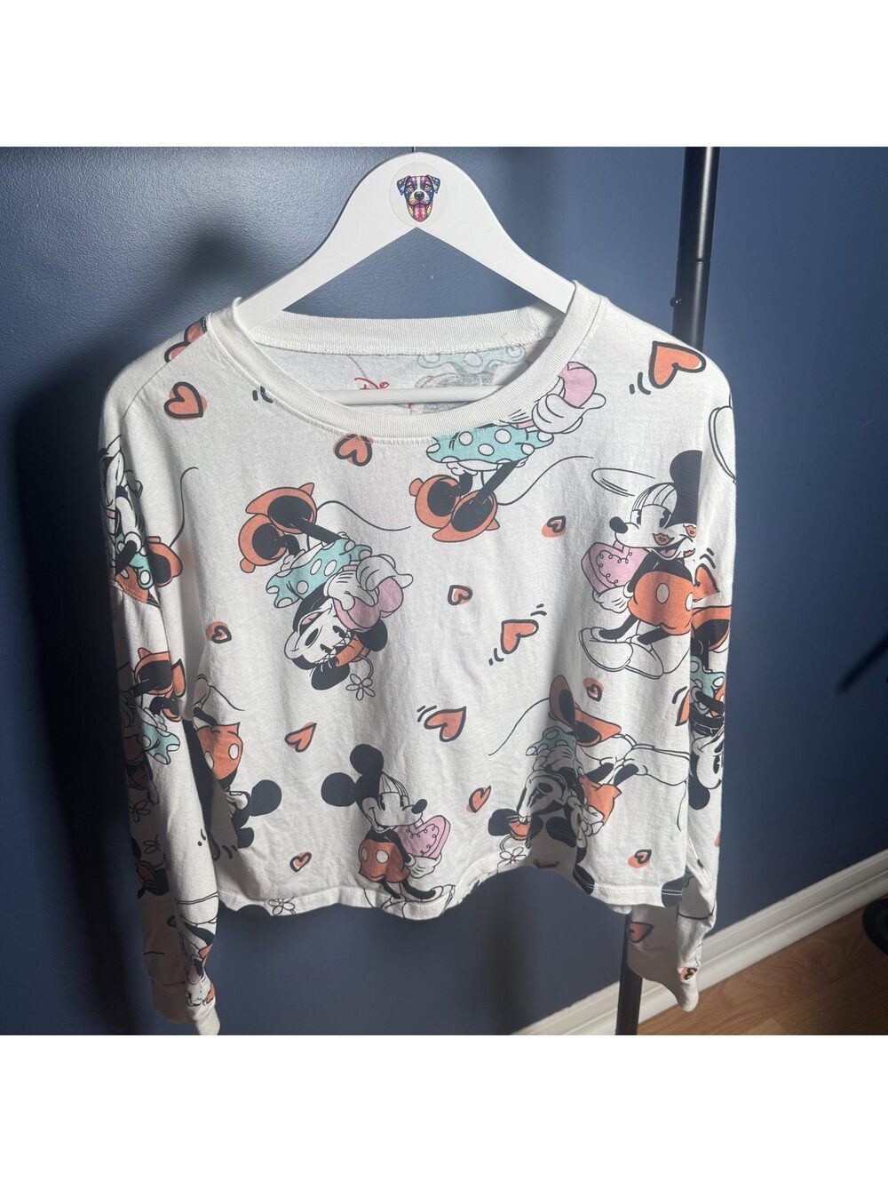 Disney Mickey and Minnie Mouse Cropped Long Sleeve Top Womens Size XL